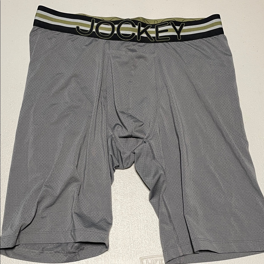 Jockey Men's Gray Boxer Briefs with Black Waistband